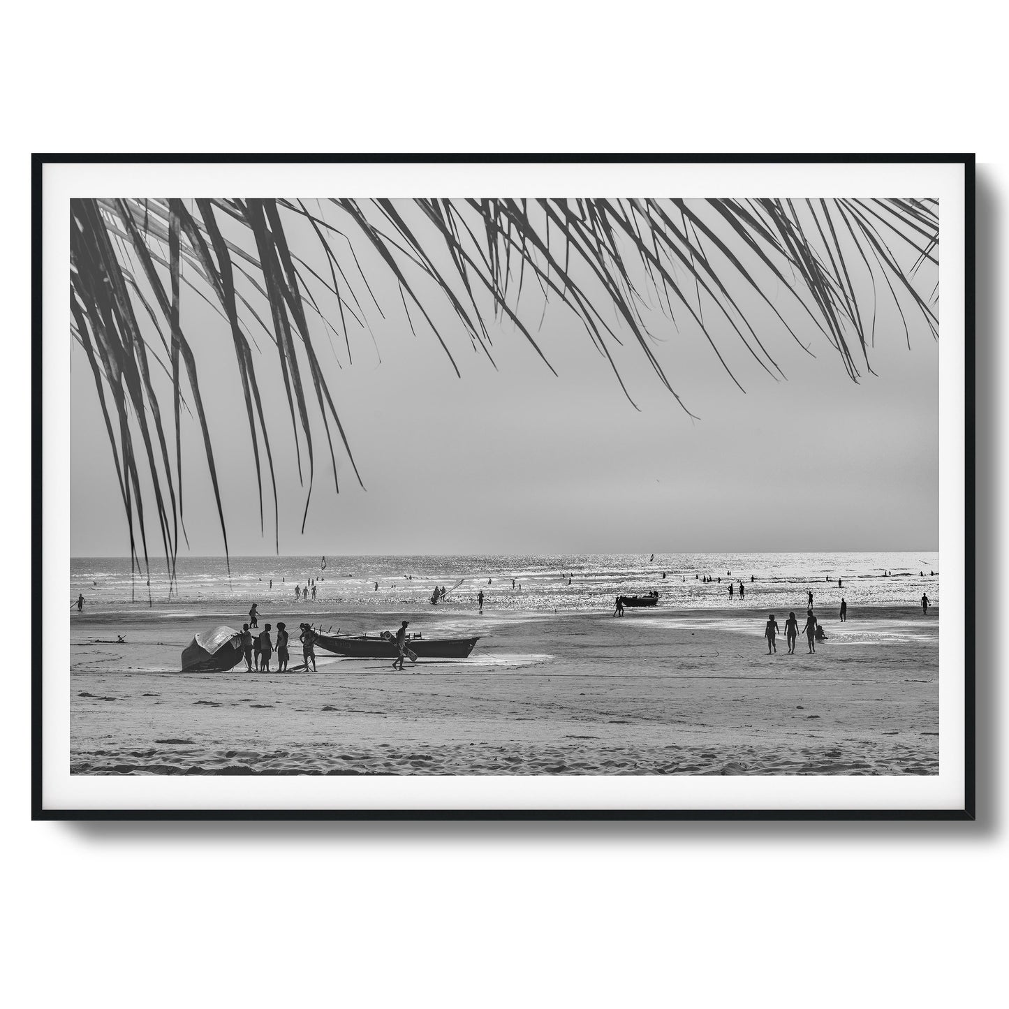 Beach Day in Black & White Framed Art