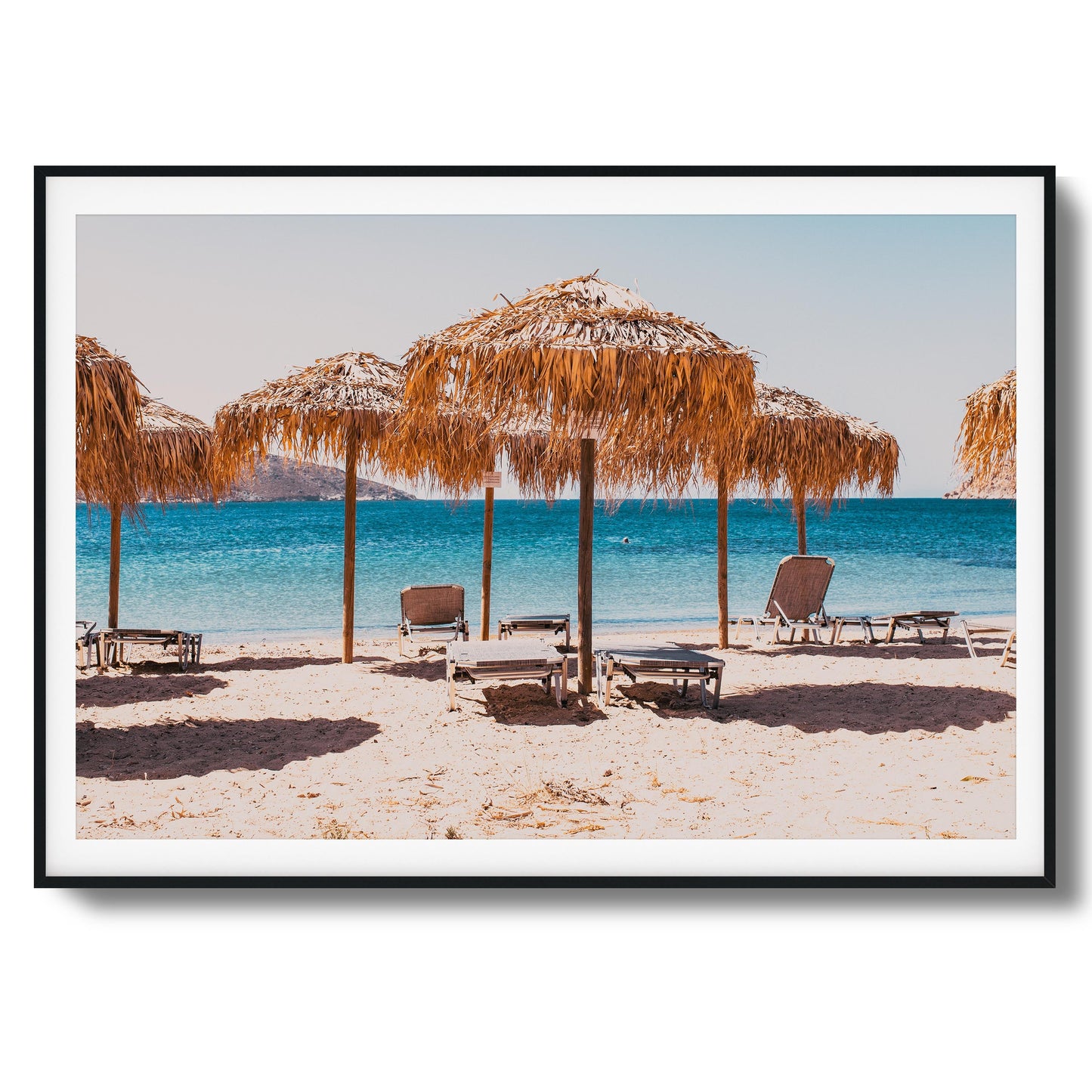Beach Umbrellas & Ocean Framed Art