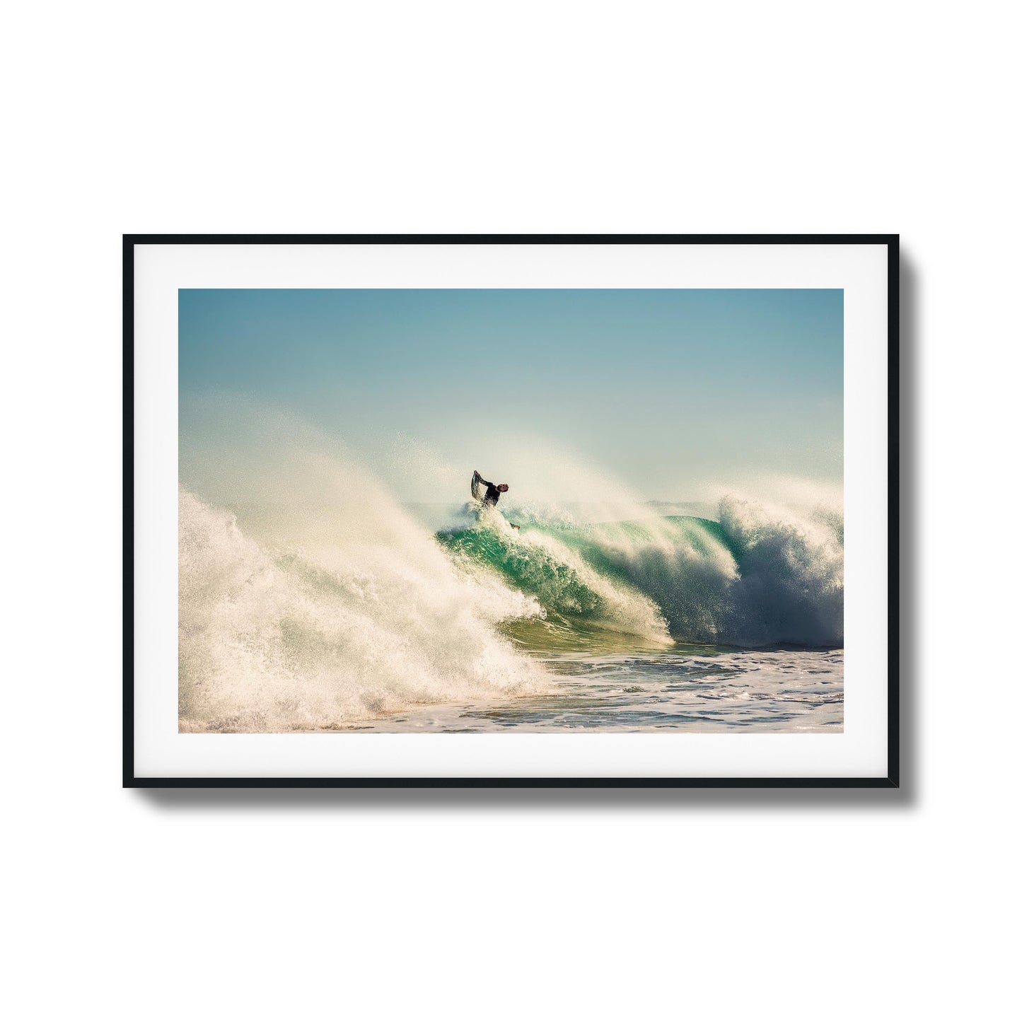 Big Surf with Surfer in Air Framed Art