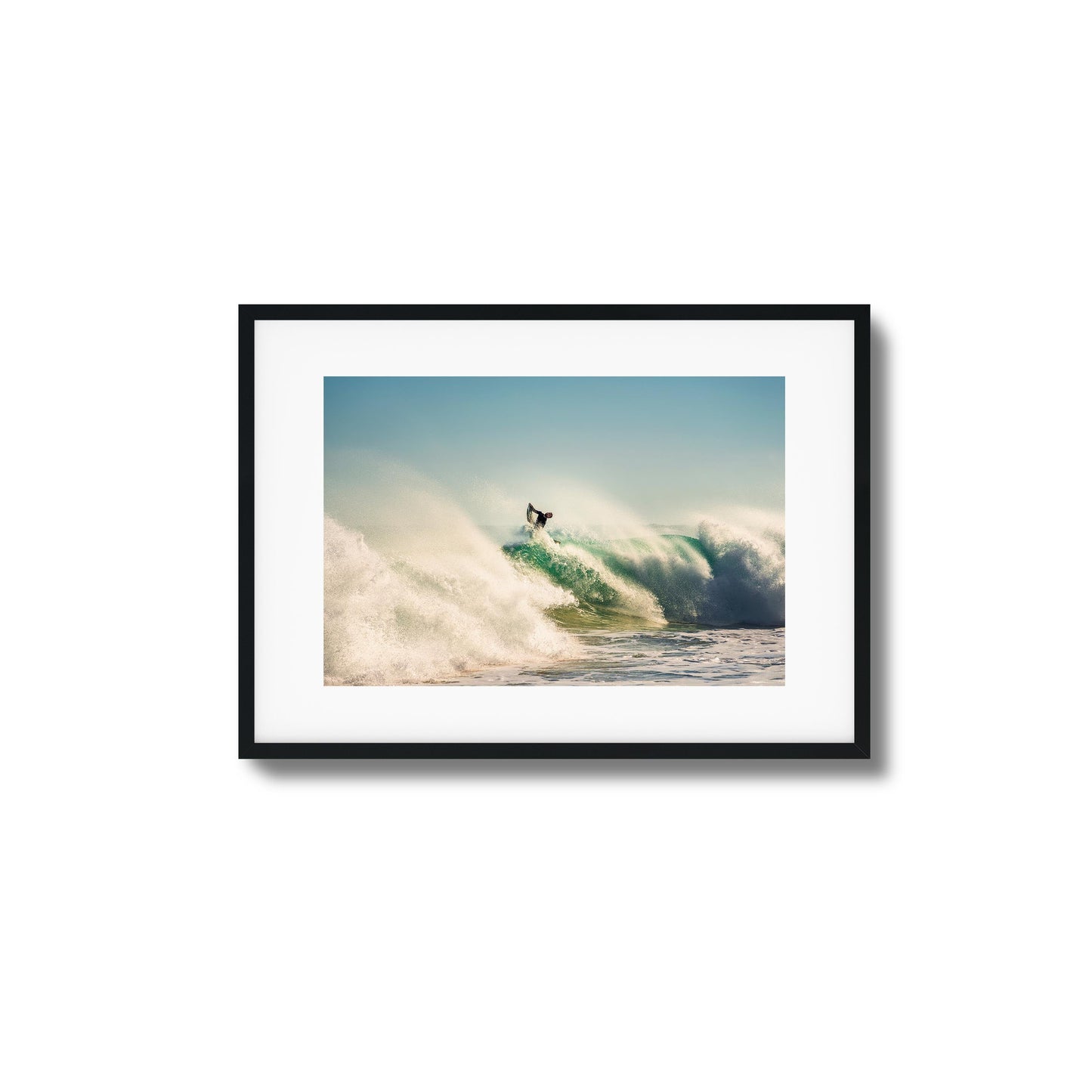 Big Surf with Surfer in Air Framed Art