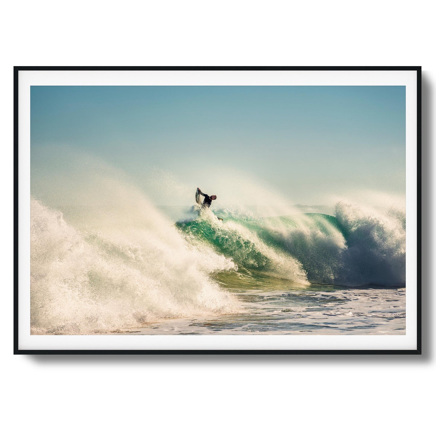 Big Surf with Surfer in Air Framed Art