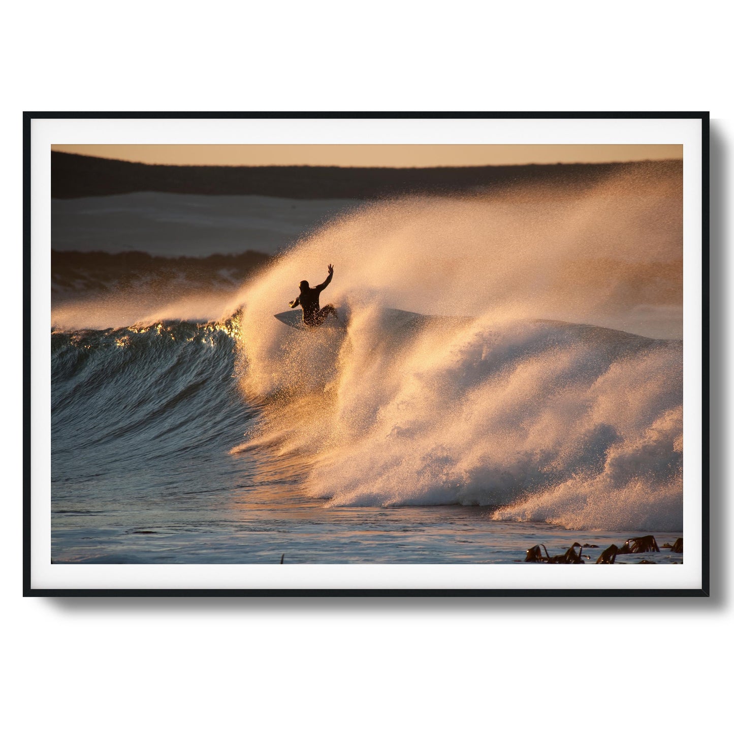 Golden Sunset Surf Framed Art