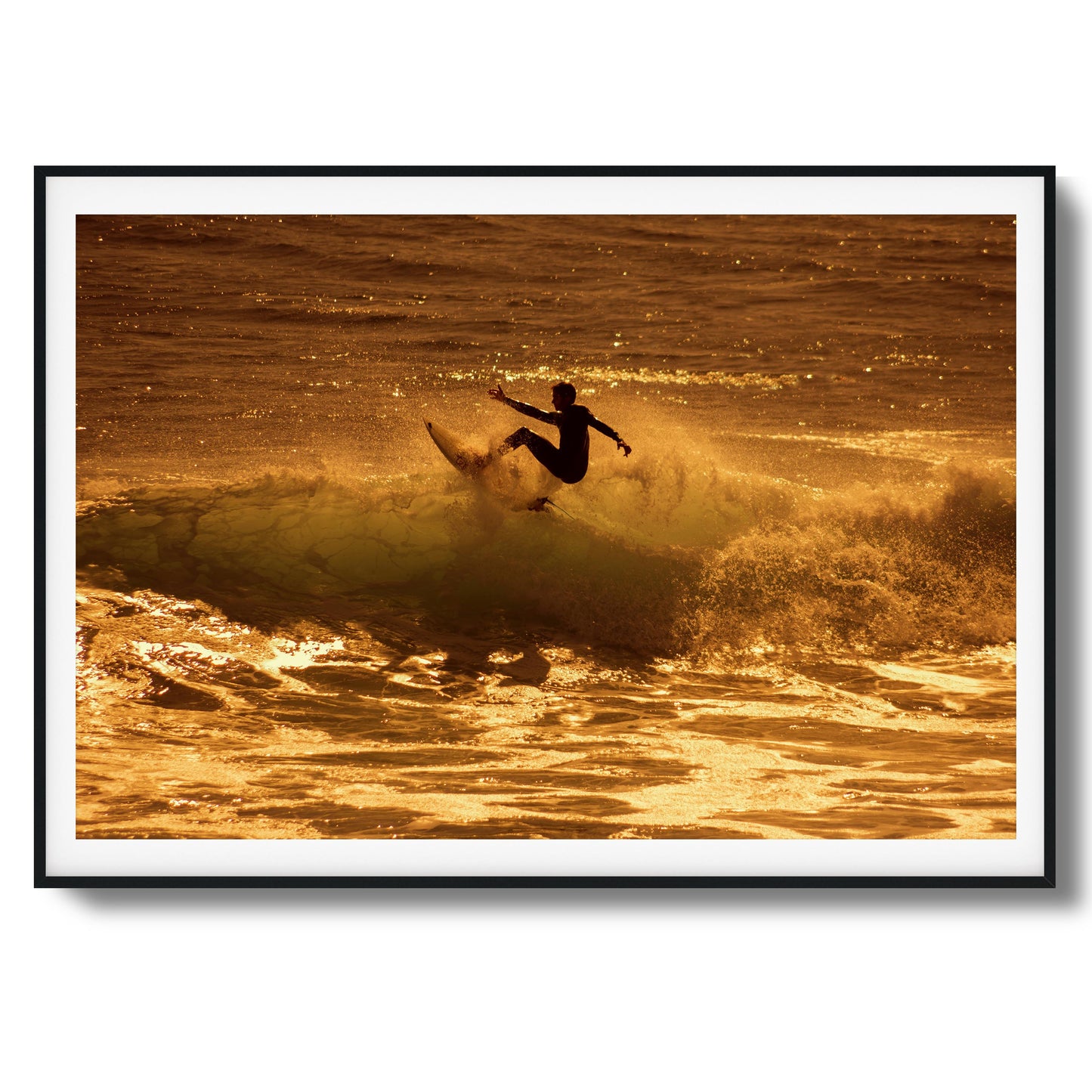 Golden Surf Spray Framed Art