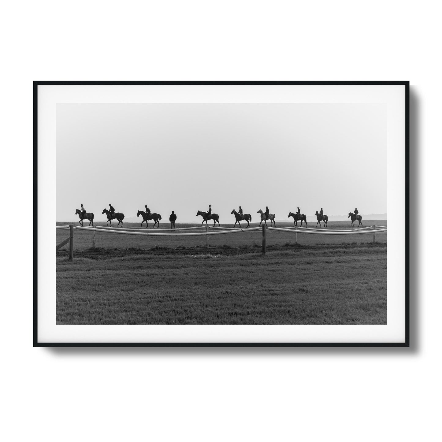 Horseback March in Fog Framed Art