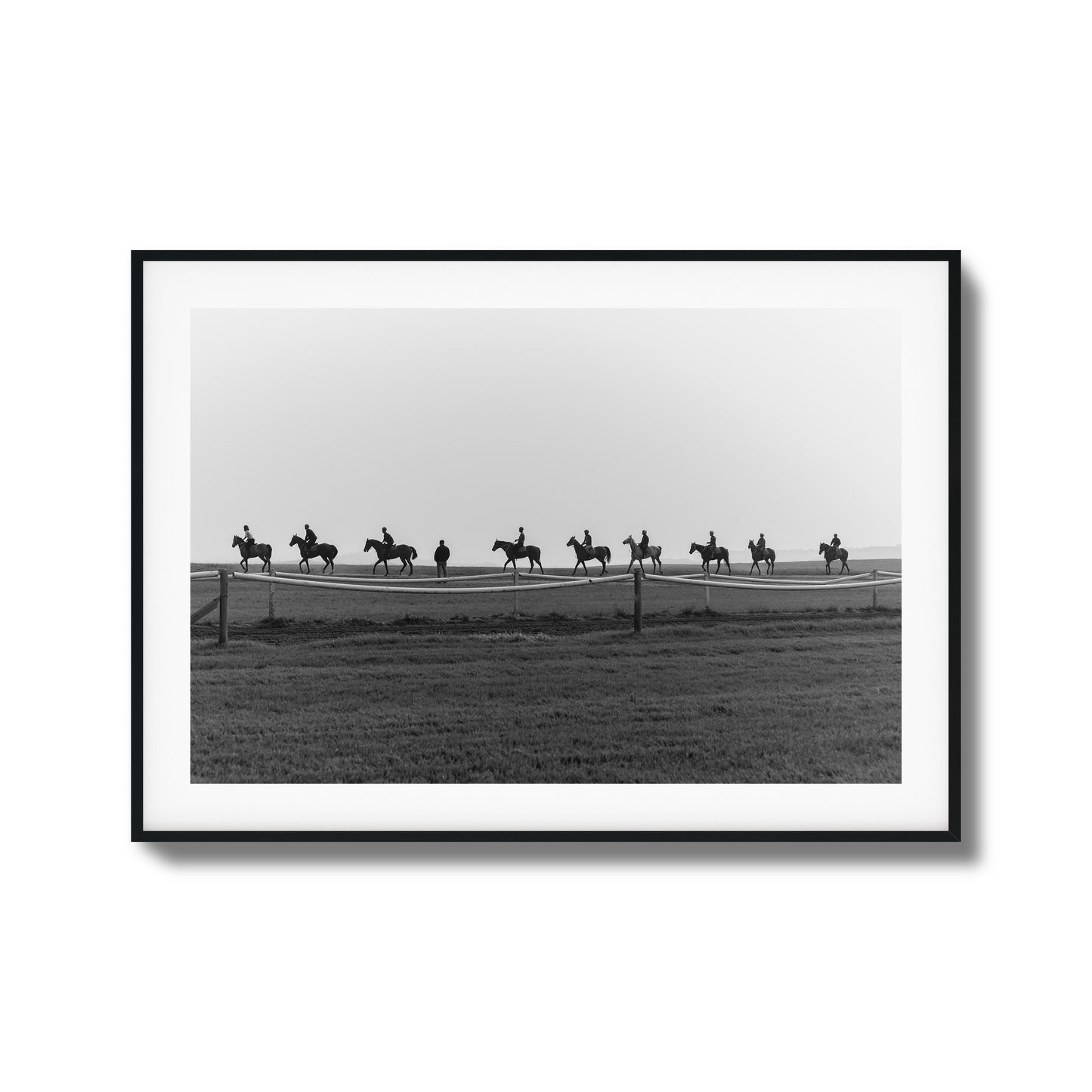 Horseback March in Fog Framed Art