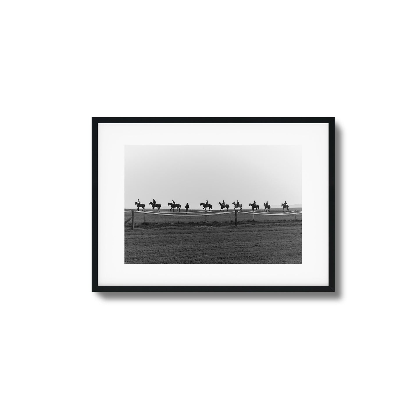 Horseback March in Fog Framed Art