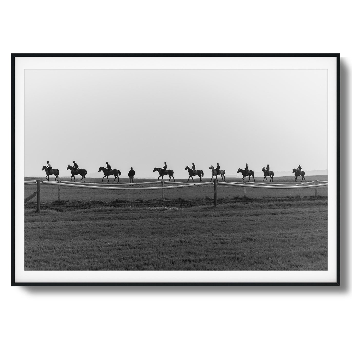 Horseback March in Fog Framed Art