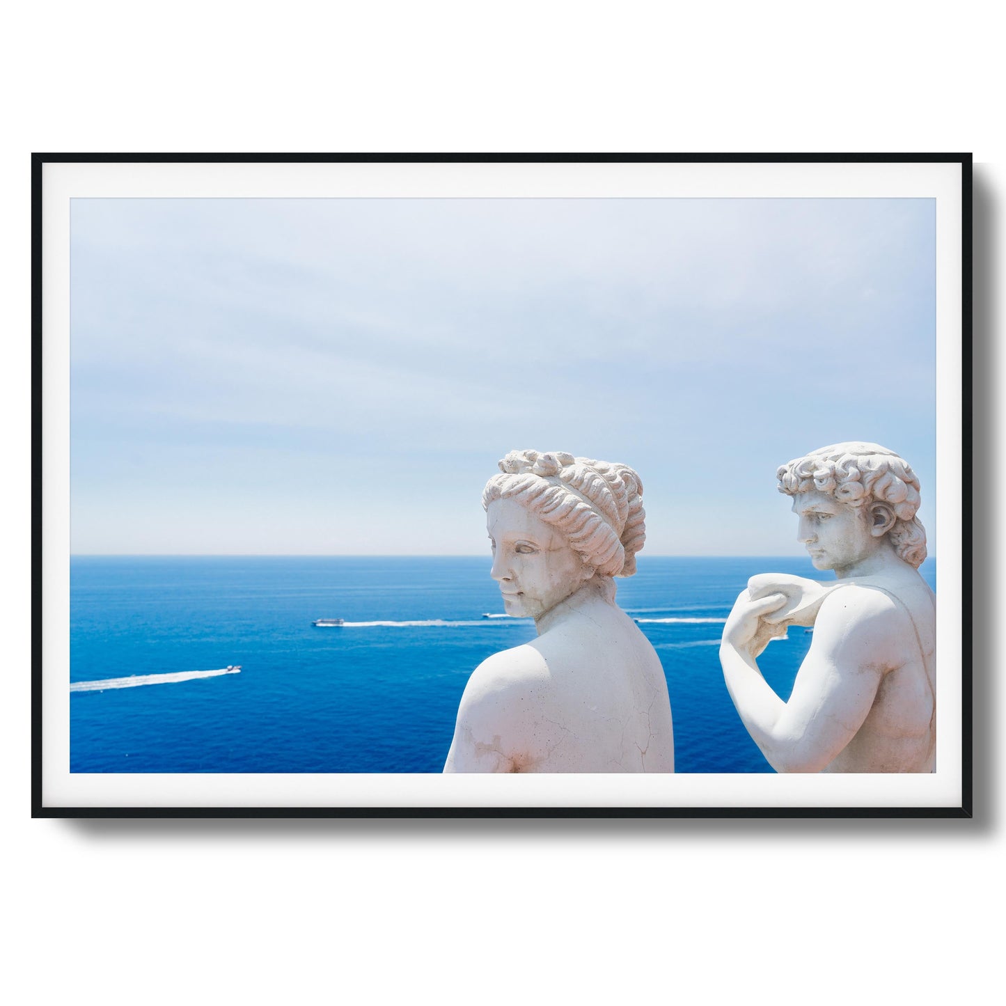 Marble Statues & Ocean View Framed Art