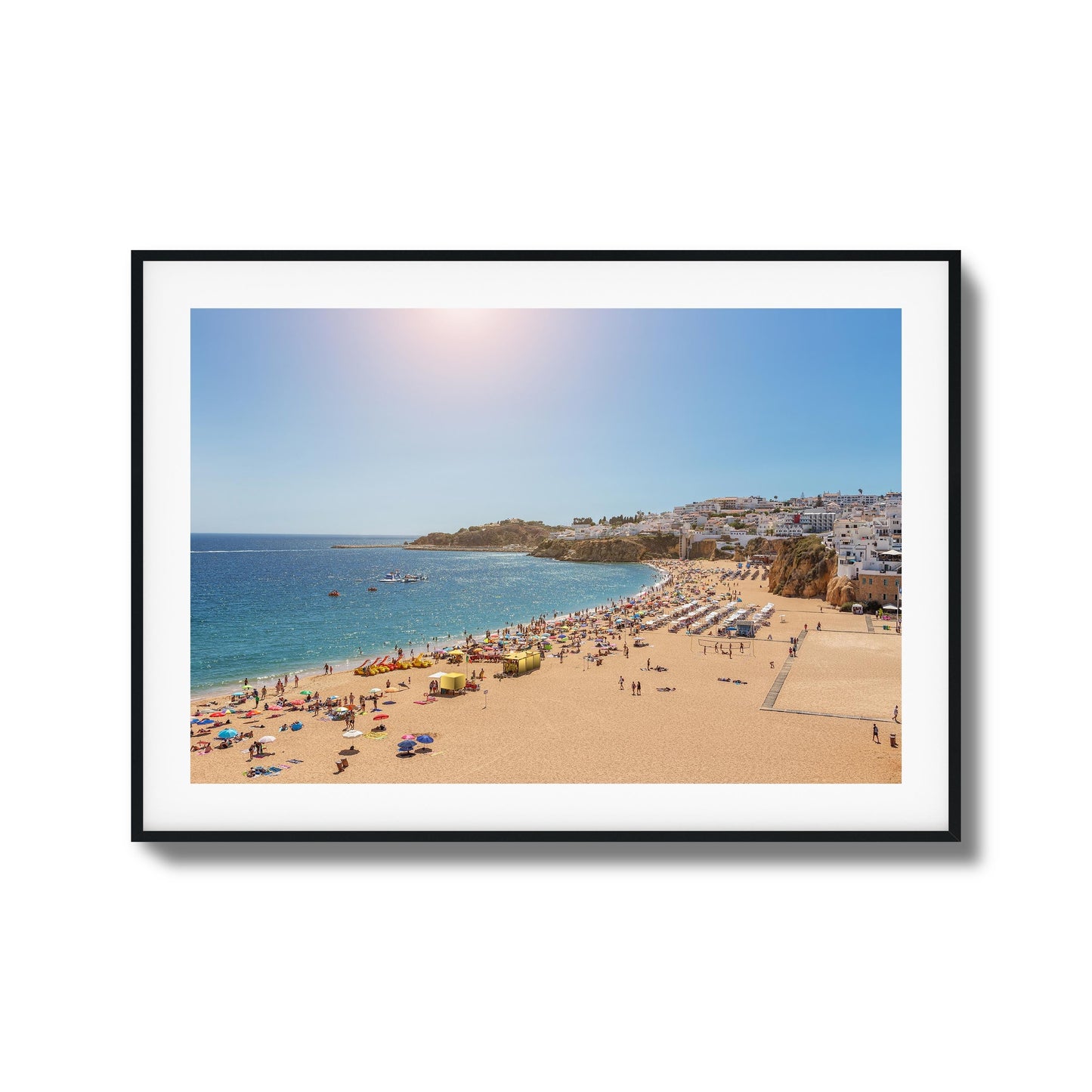 Sunlit Beach Crowd Framed Art