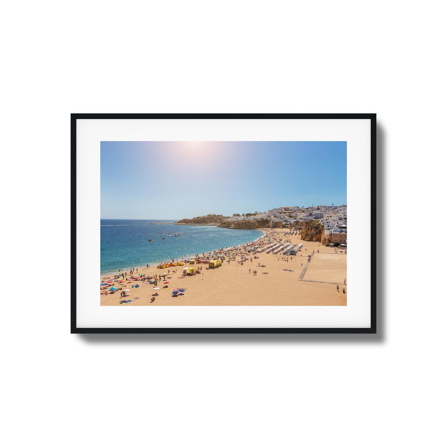 Sunlit Beach Crowd Framed Art