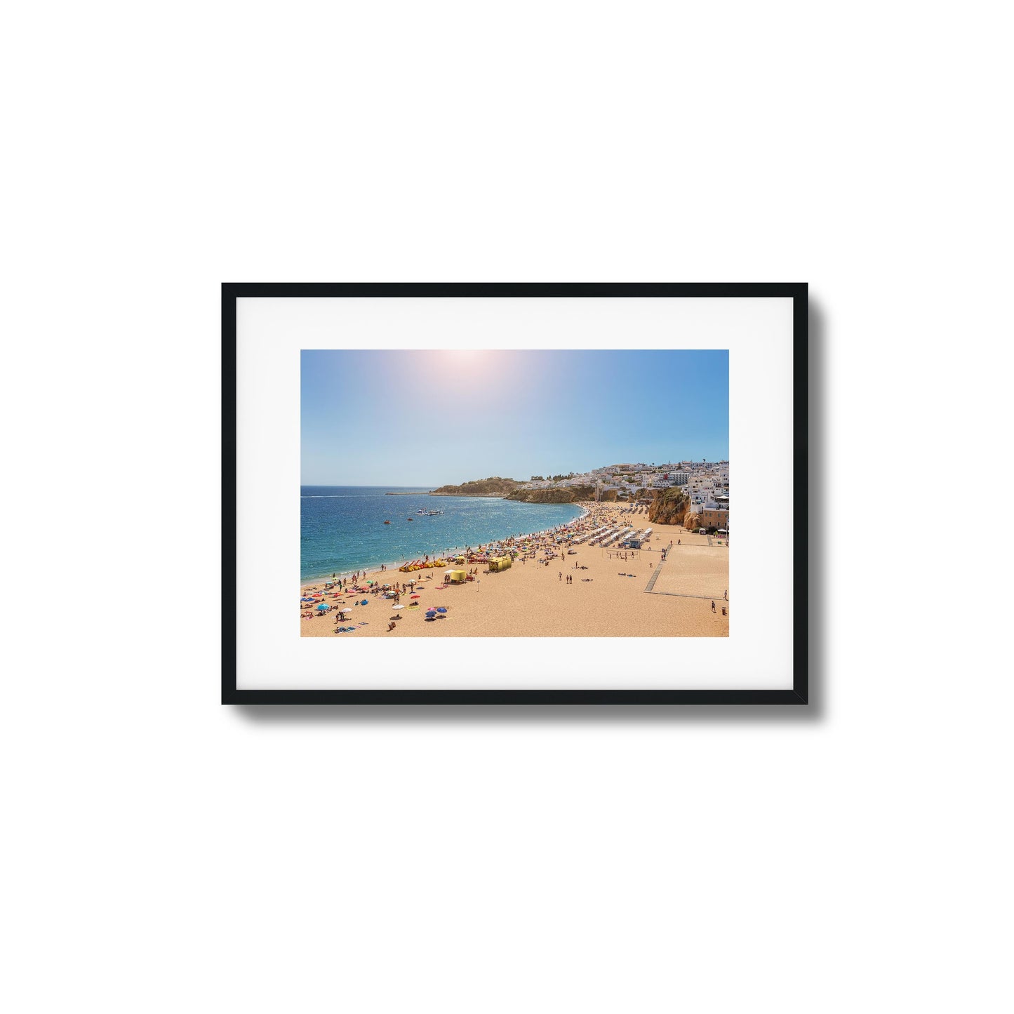 Sunlit Beach Crowd Framed Art