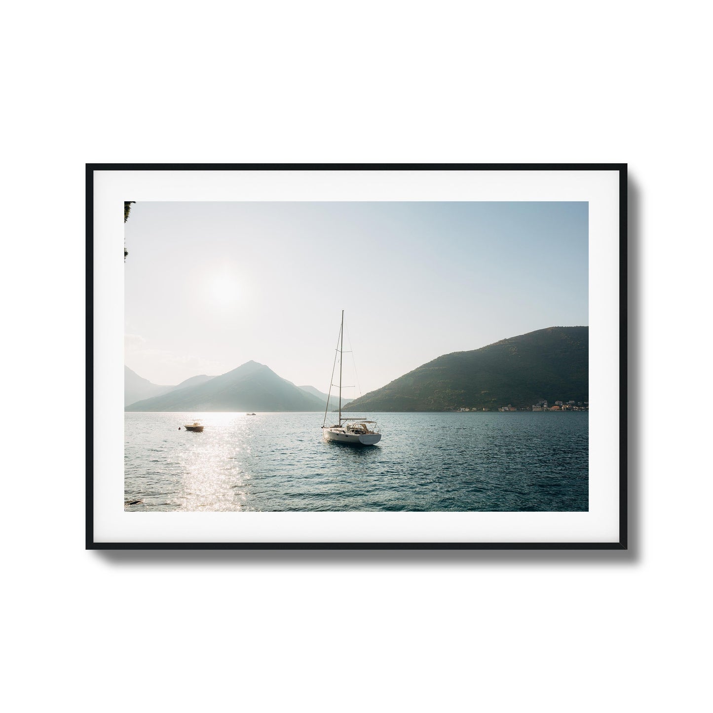 Sunset over Mountain Bay Framed Art