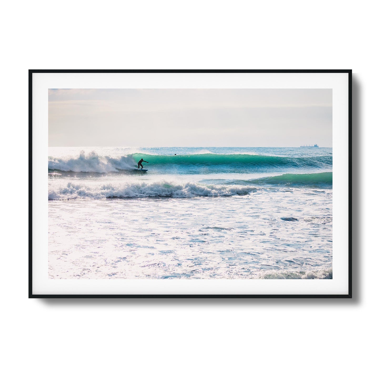 Surfer Catching a Wave Framed Art