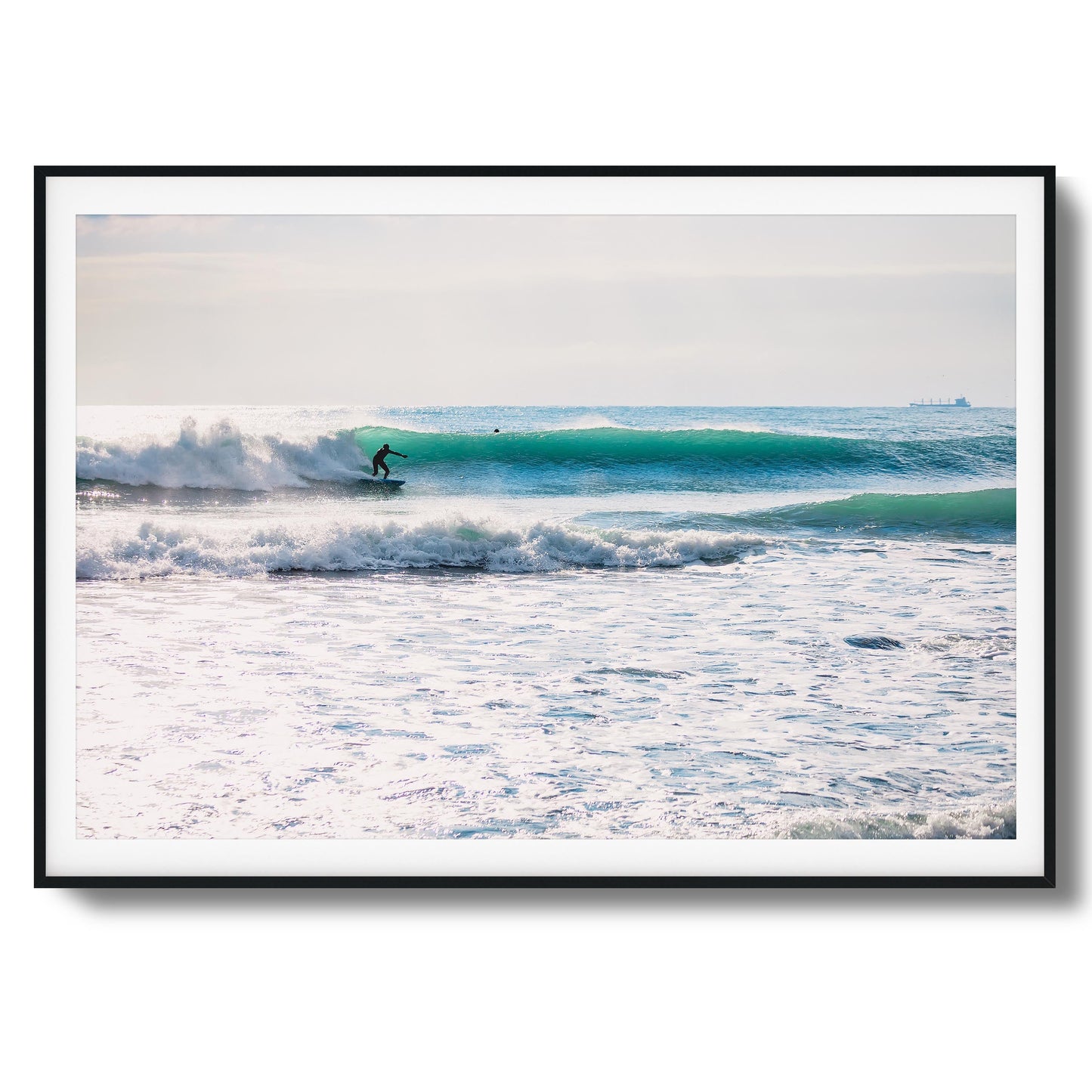 Surfer Catching a Wave Framed Art