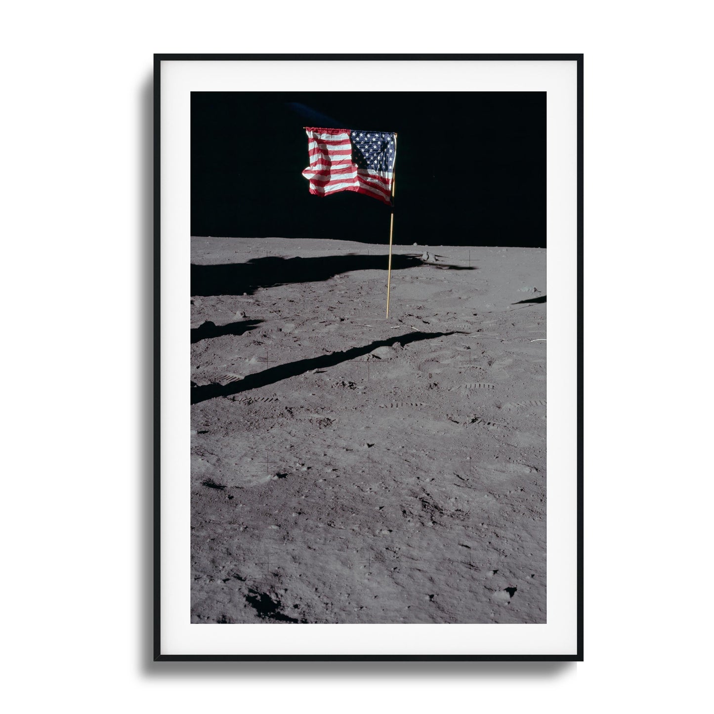 US Flag on the Moon Framed Art