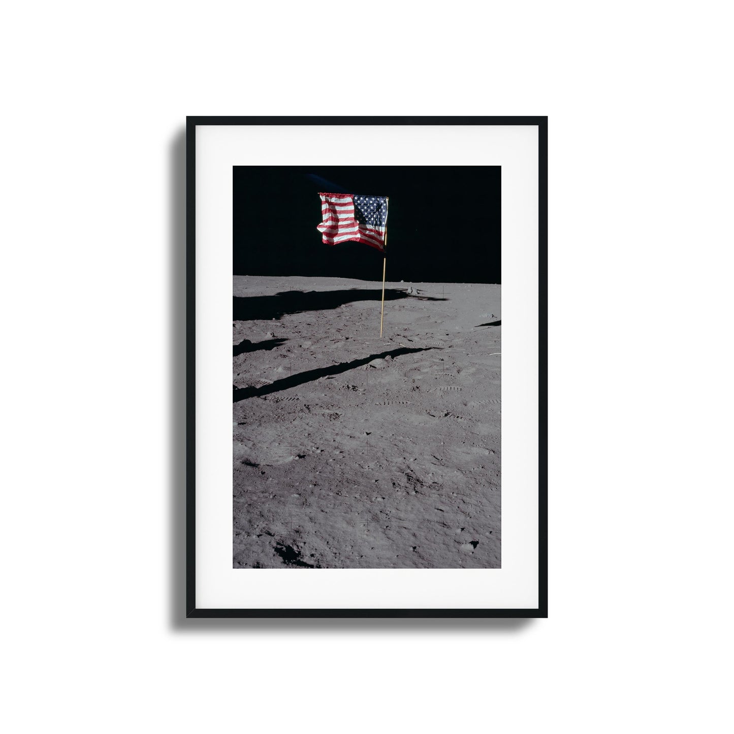 US Flag on the Moon Framed Art