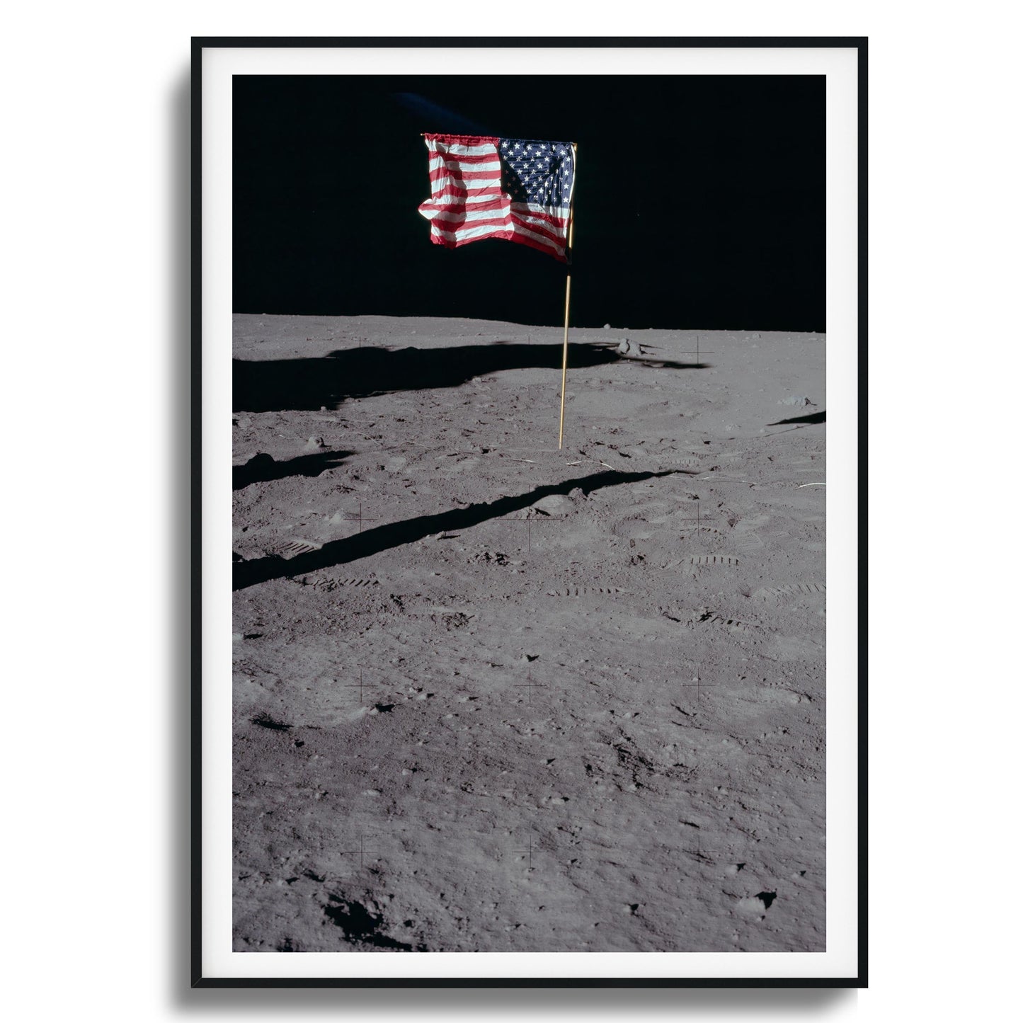 US Flag on the Moon Framed Art