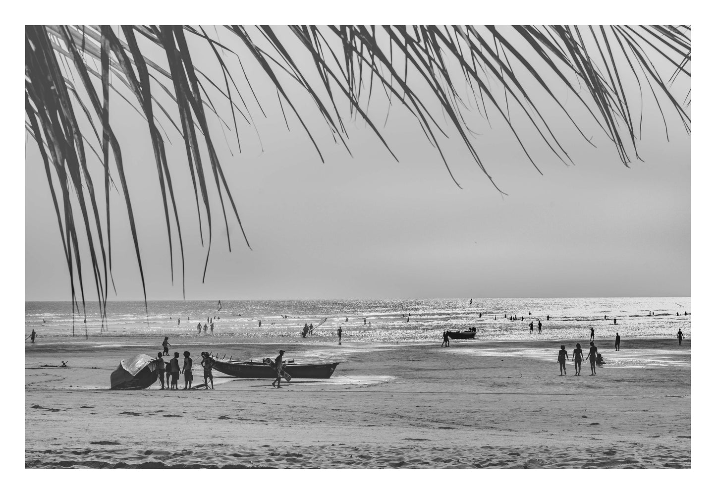 Beach Day in Black & White Framed Art