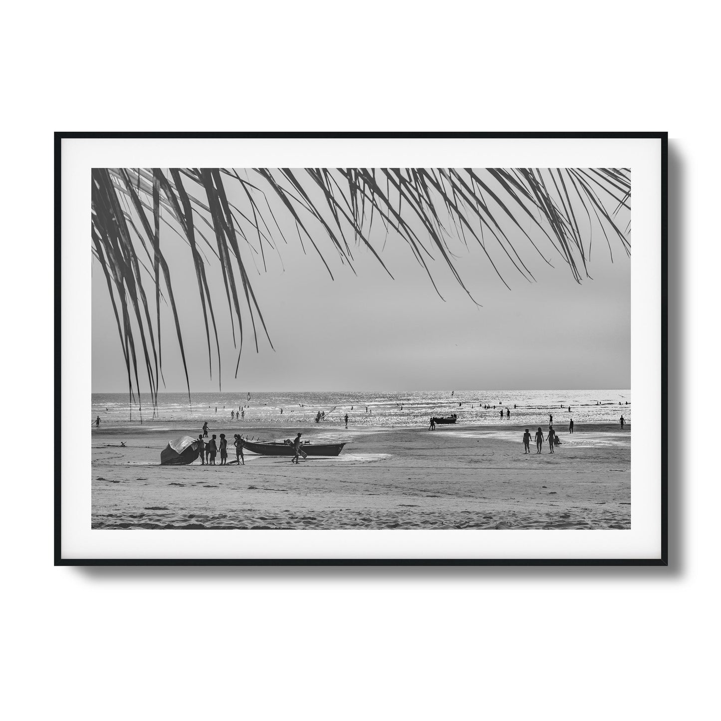 Beach Day in Black & White Framed Art