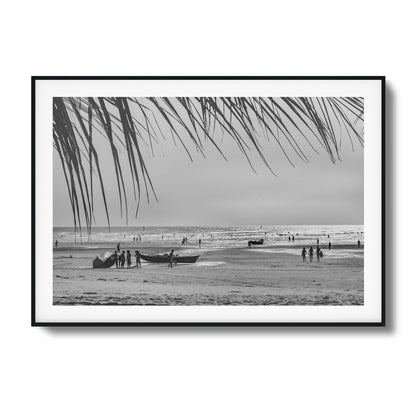 Beach Day in Black & White Framed Art