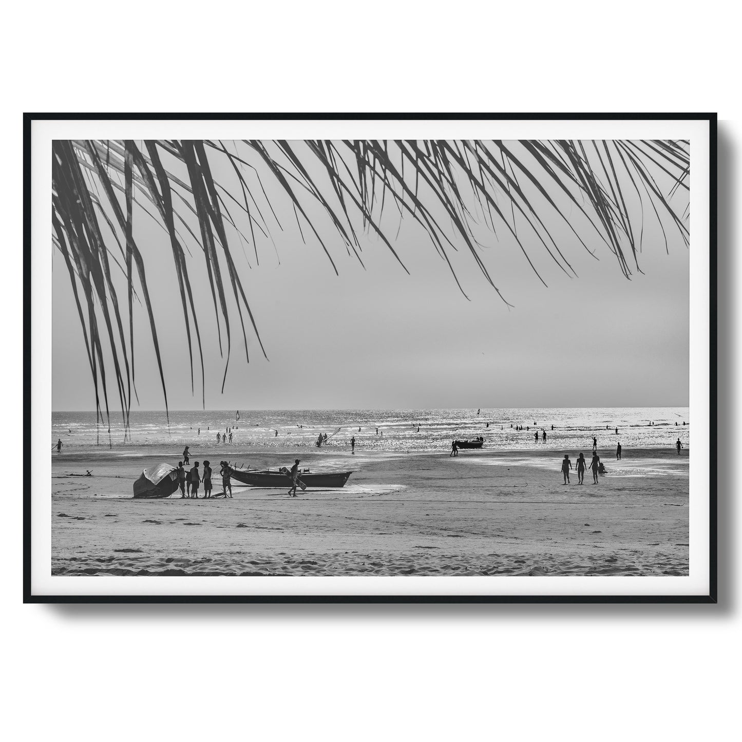 Beach Day in Black & White Framed Art