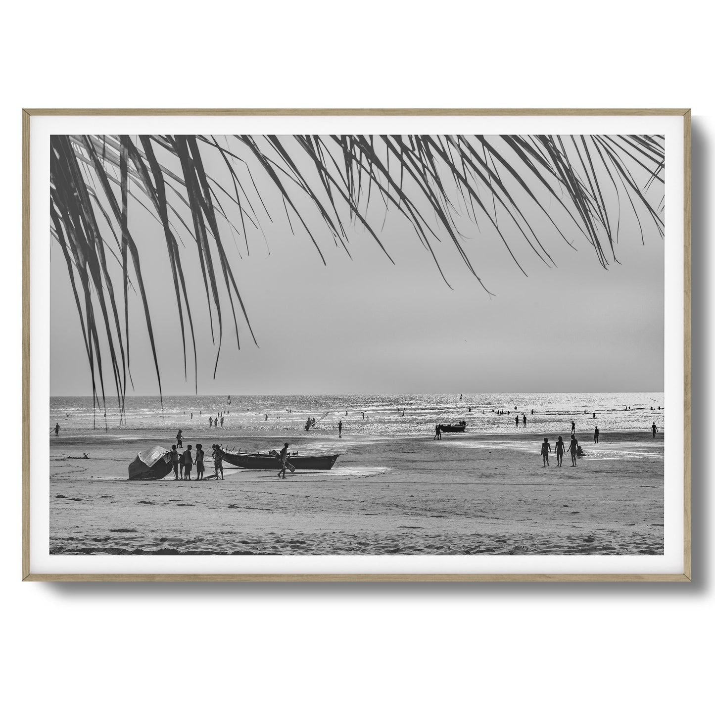 Beach Day in Black & White Framed Art