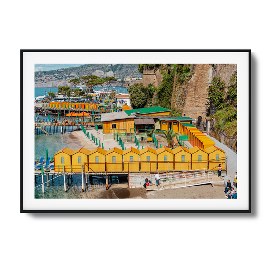 Changing rooms on Sorrento beach, Amalfi Coast