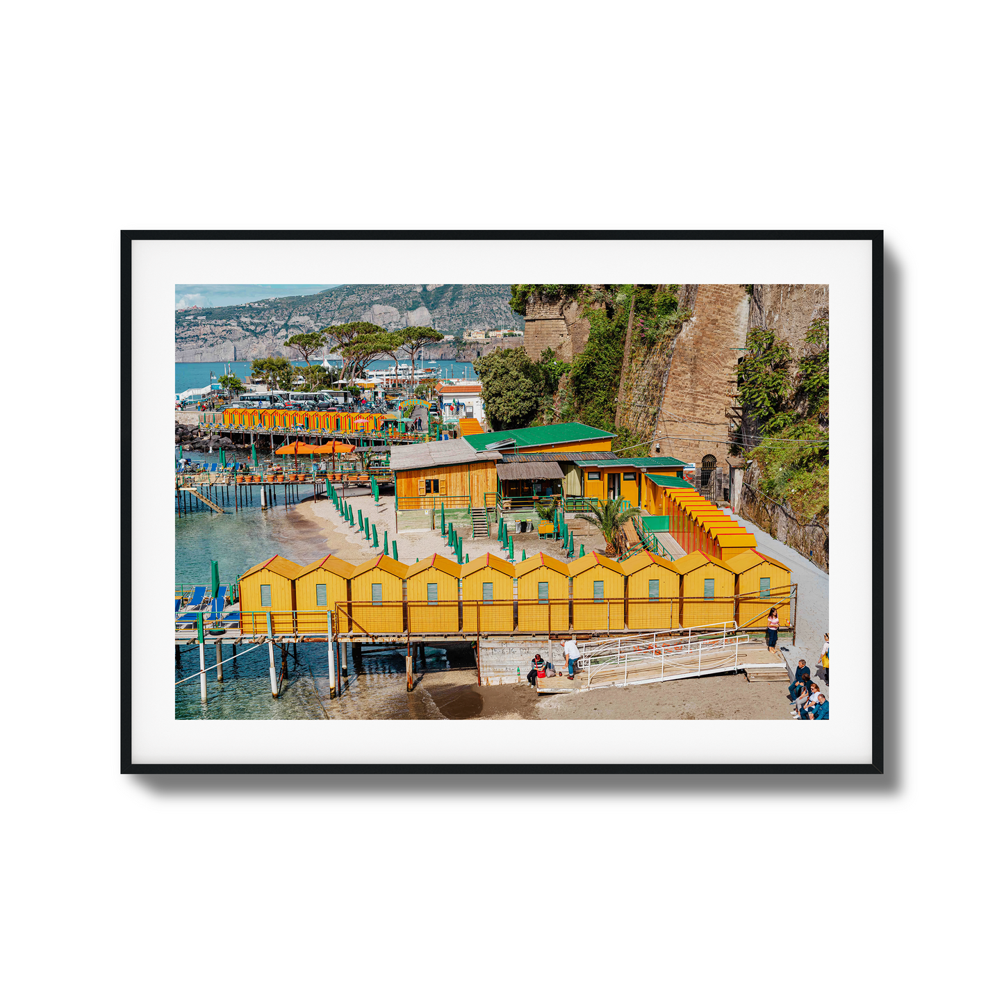 Changing rooms on Sorrento beach, Amalfi Coast