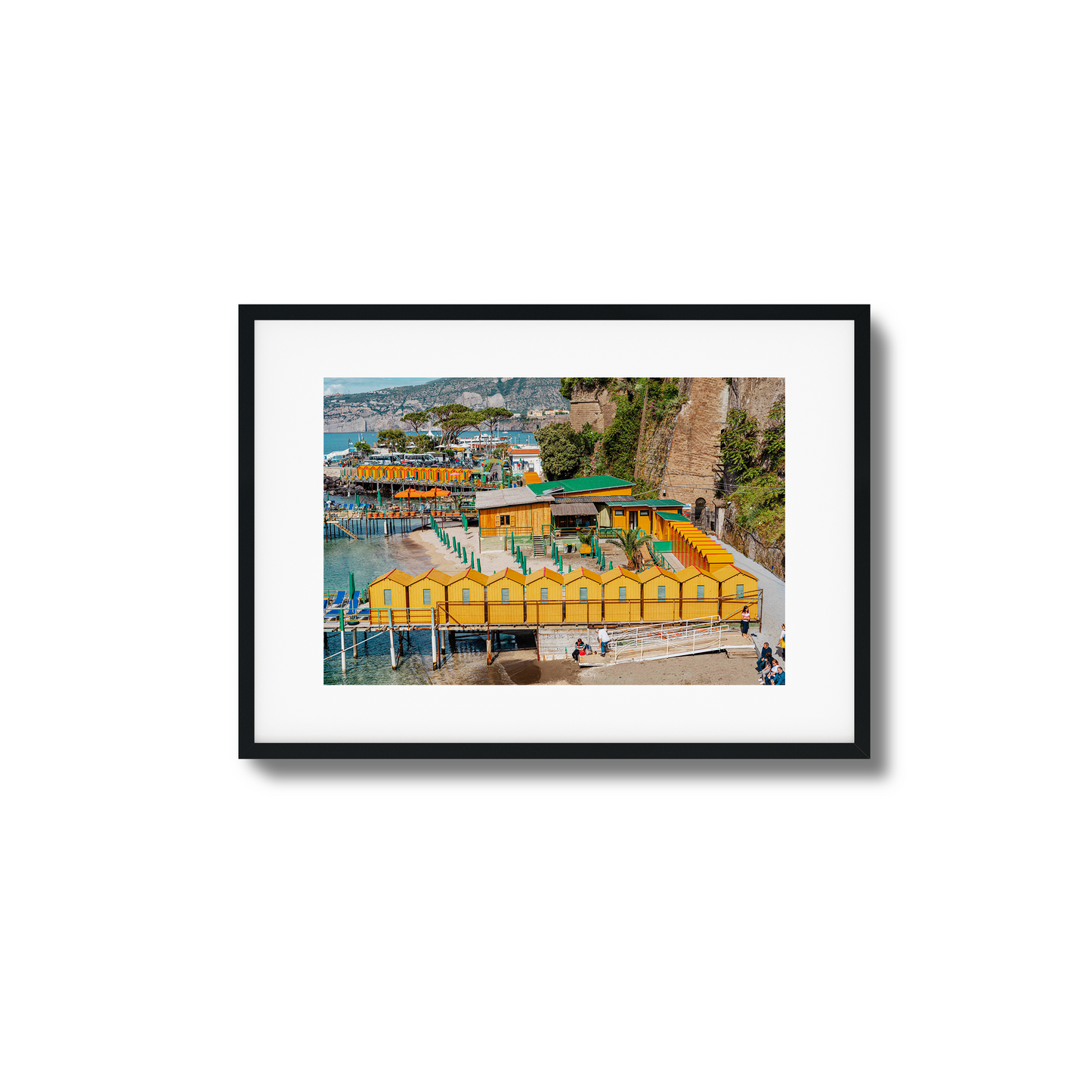 Changing rooms on Sorrento beach, Amalfi Coast