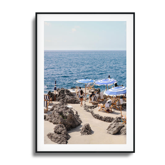 Beach Umbrellas and Sea View Framed Art