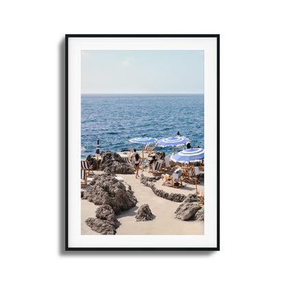 Beach Umbrellas and Sea View Framed Art