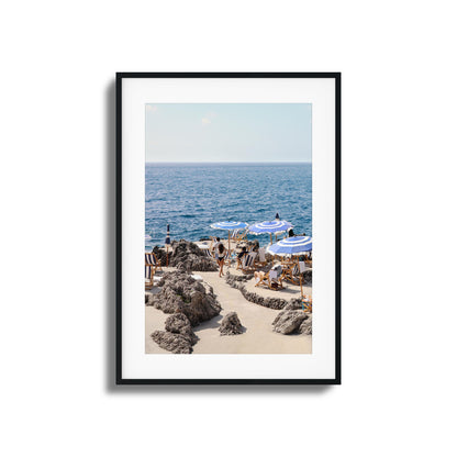 Beach Umbrellas and Sea View Framed Art