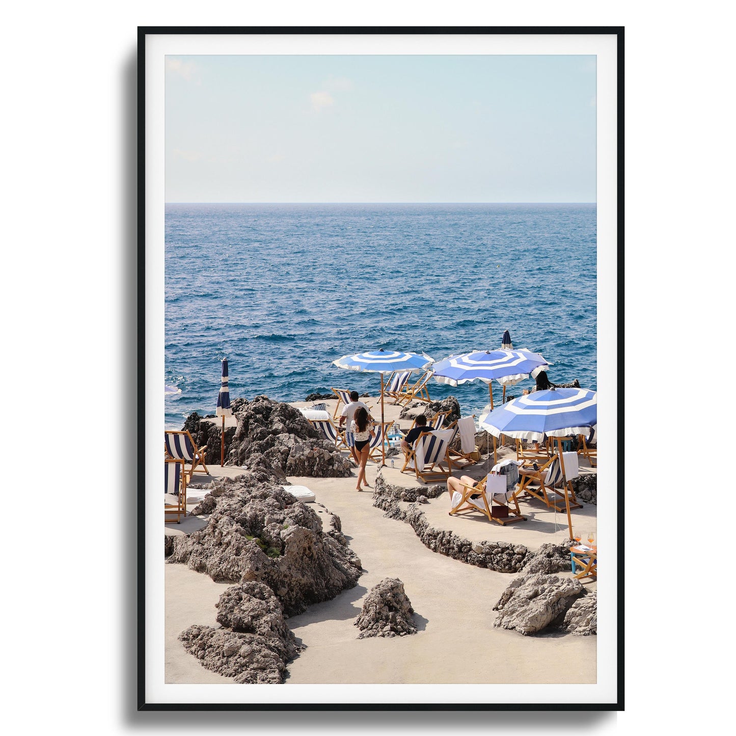 Beach Umbrellas and Sea View Framed Art