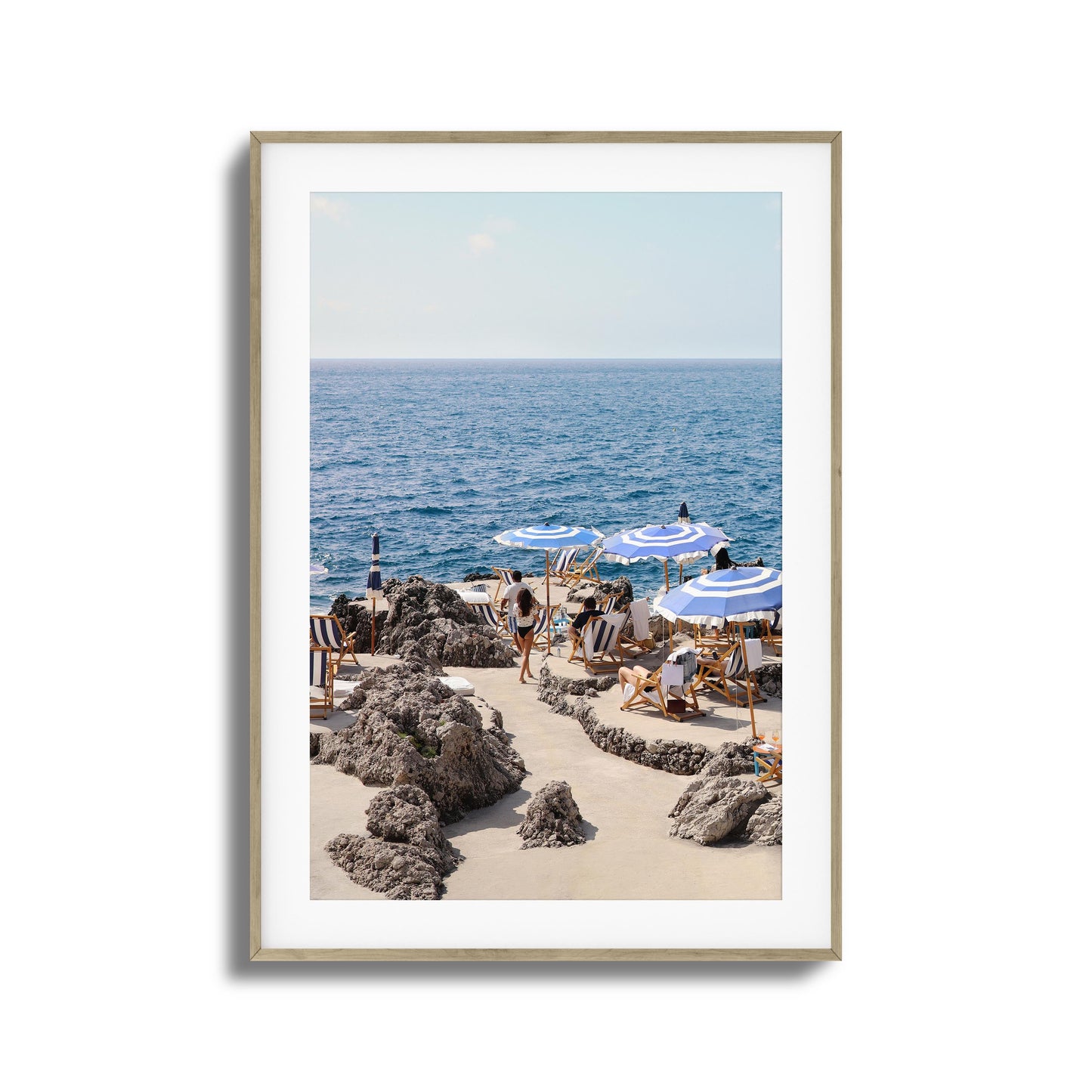 Beach Umbrellas and Sea View Framed Art