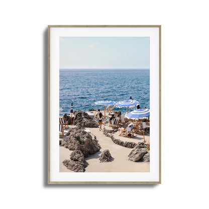 Beach Umbrellas and Sea View Framed Art
