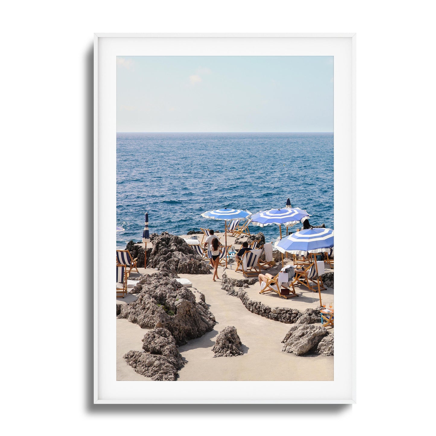 Beach Umbrellas and Sea View Framed Art