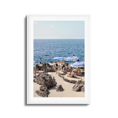 Beach Umbrellas and Sea View Framed Art