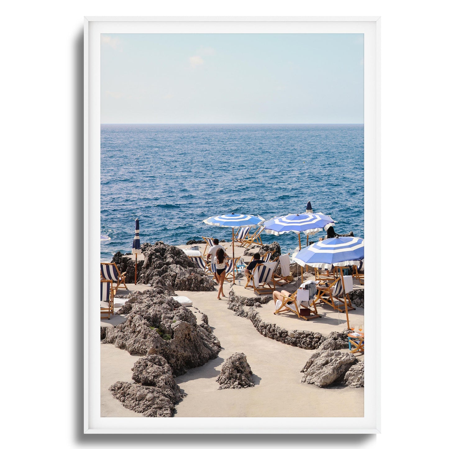 Beach Umbrellas and Sea View Framed Art