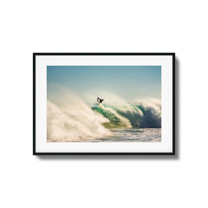 Big Surf with Surfer in Air Framed Art