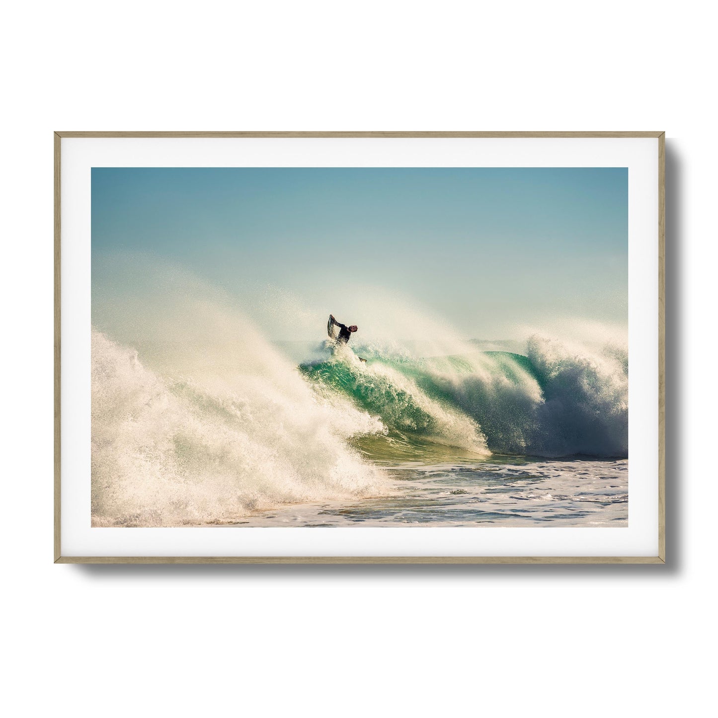 Big Surf with Surfer in Air Framed Art