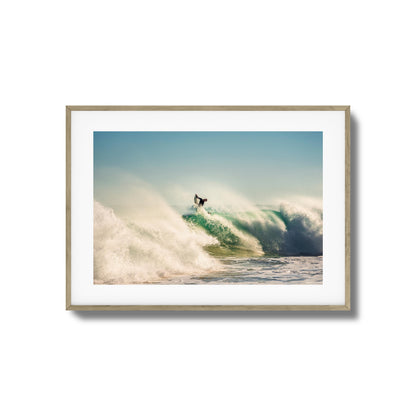 Big Surf with Surfer in Air Framed Art