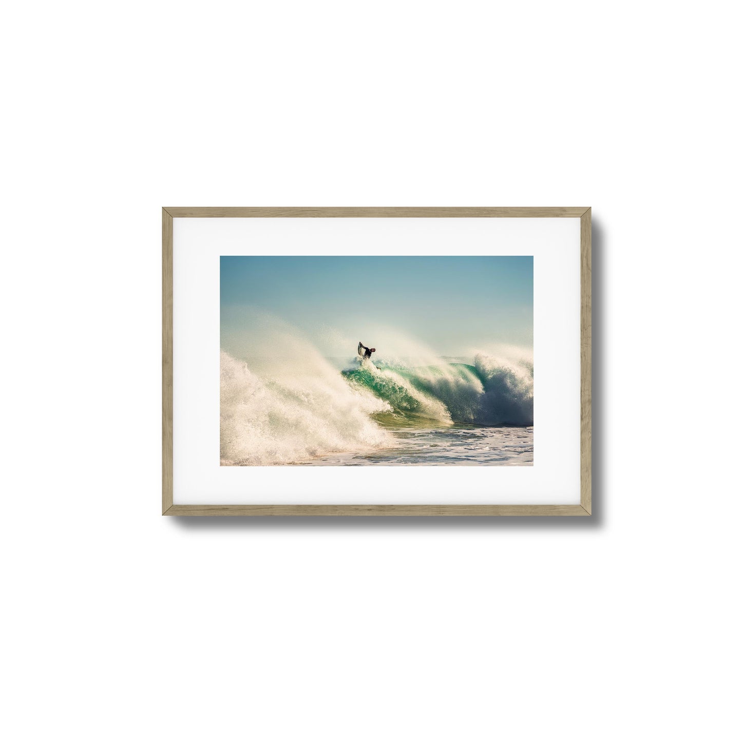 Big Surf with Surfer in Air Framed Art