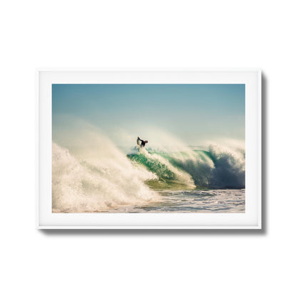 Big Surf with Surfer in Air Framed Art