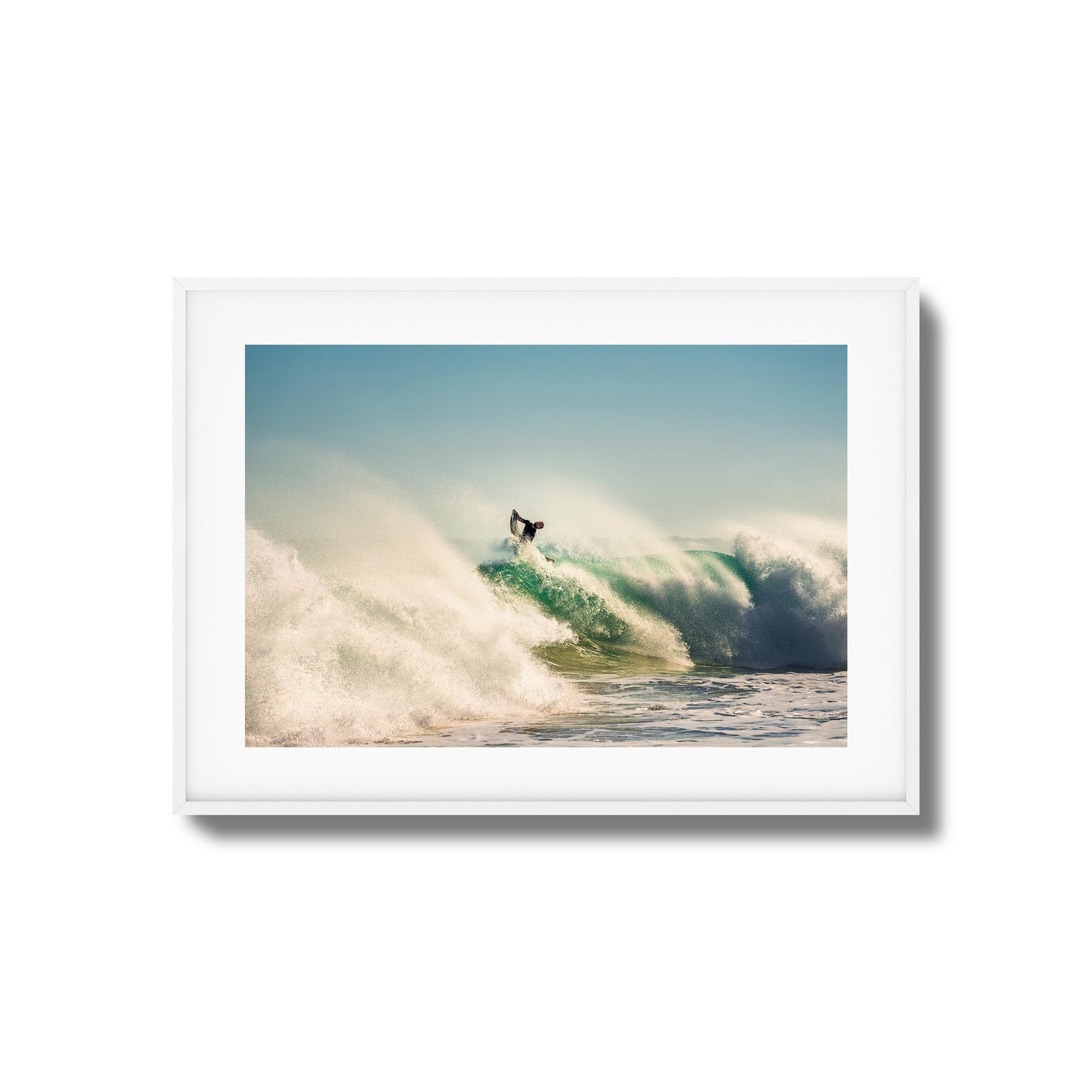 Big Surf with Surfer in Air Framed Art