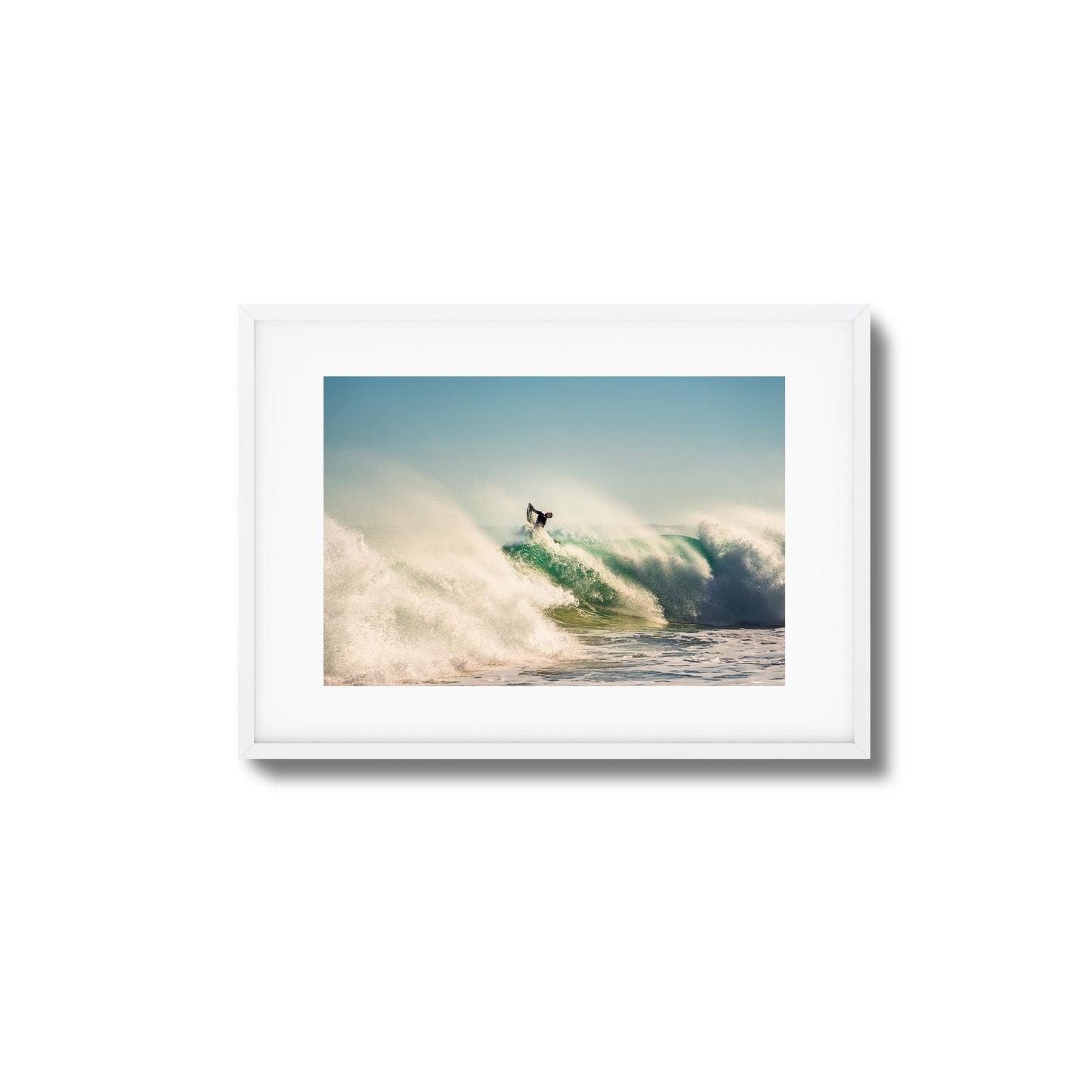 Big Surf with Surfer in Air Framed Art
