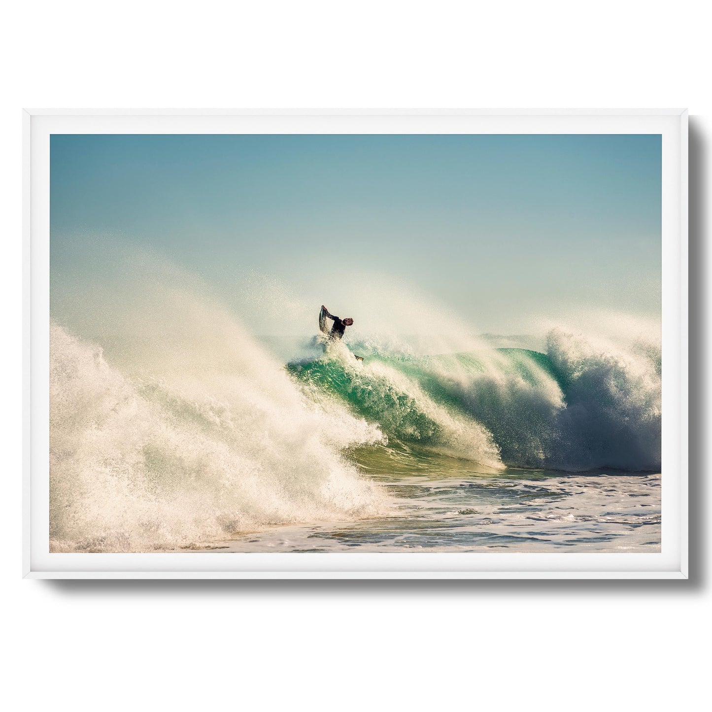 Big Surf with Surfer in Air Framed Art