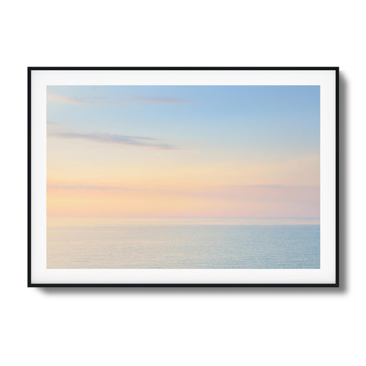 Calm Horizon Pastel Sea Framed Art