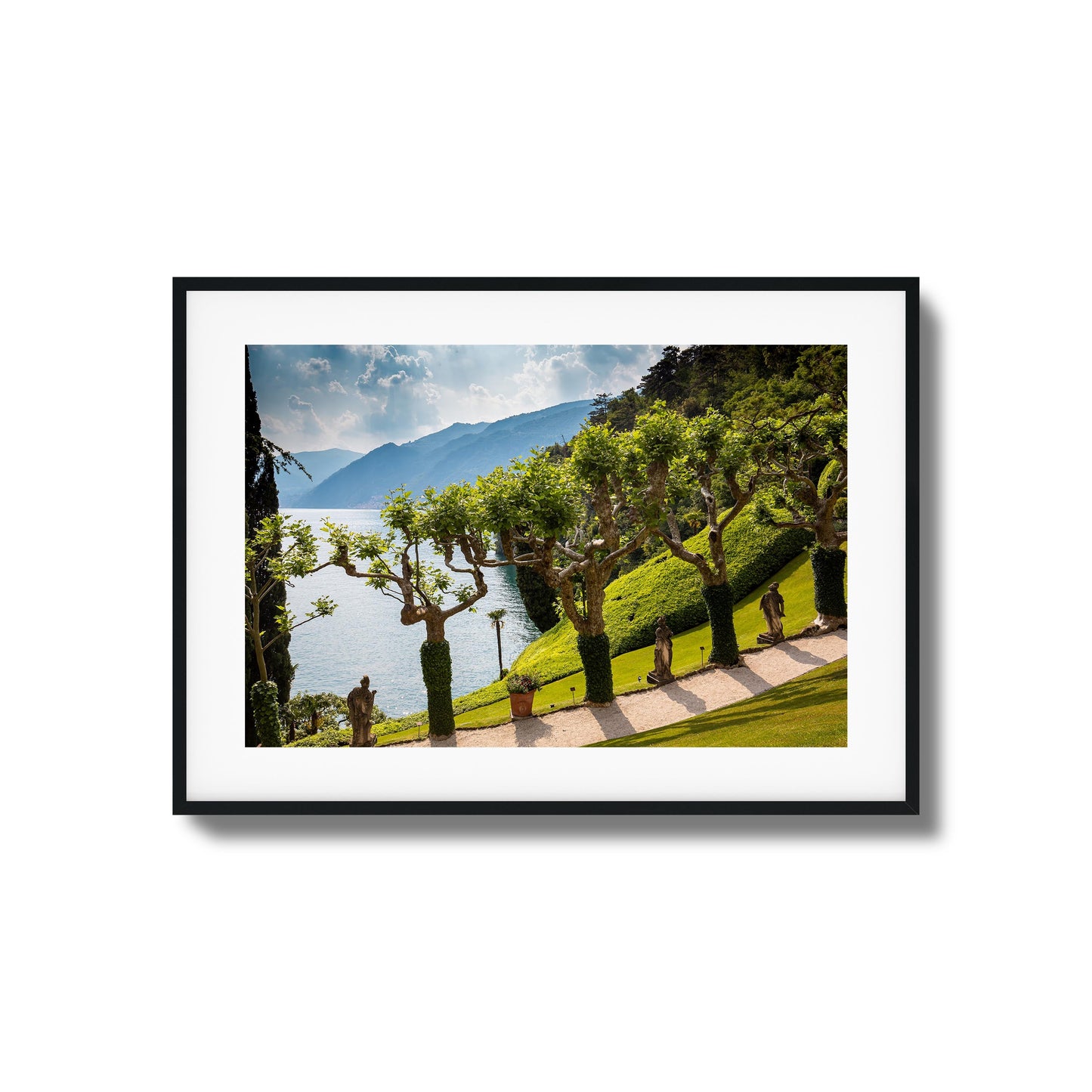 Coastal Garden View Over Lake Framed Art