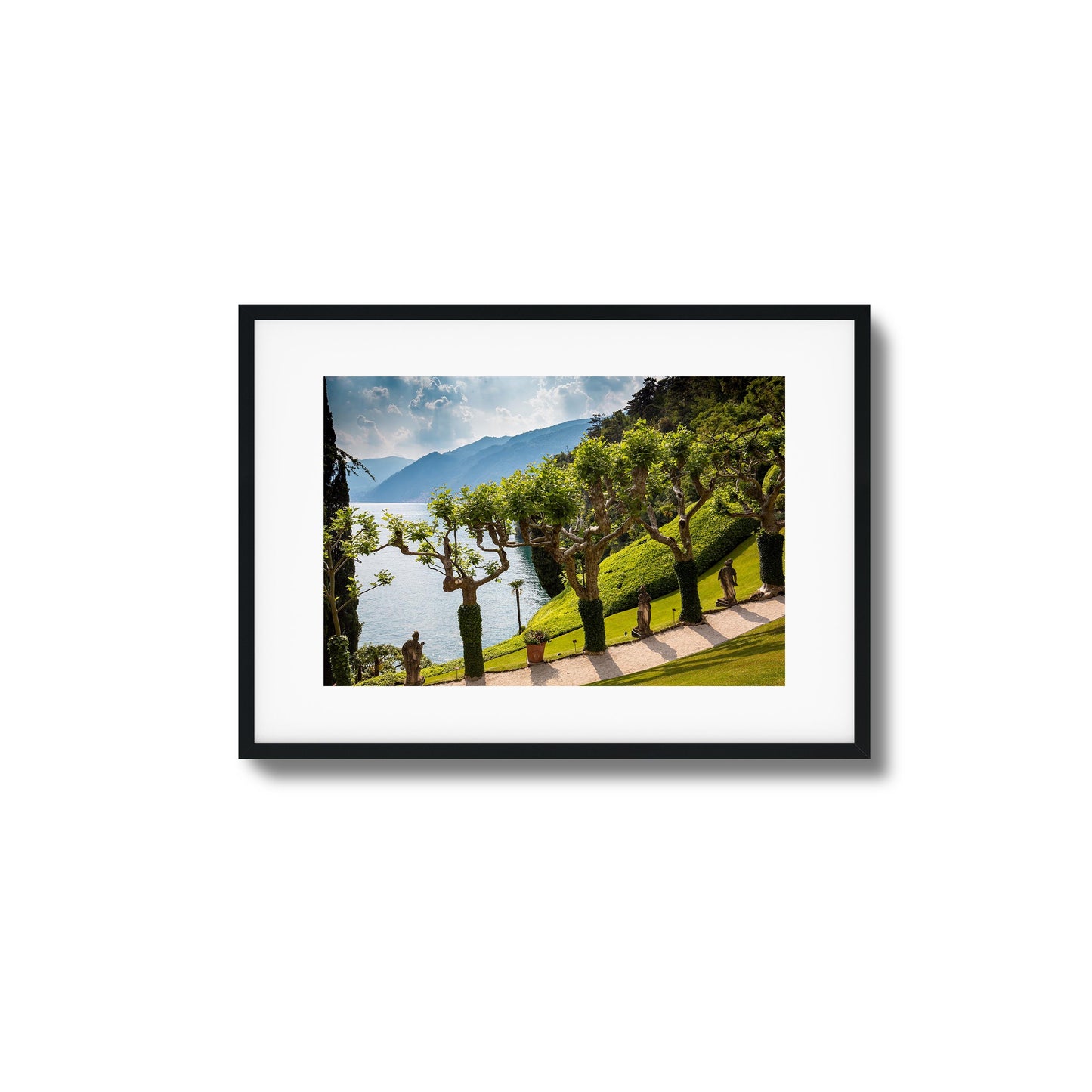 Coastal Garden View Over Lake Framed Art