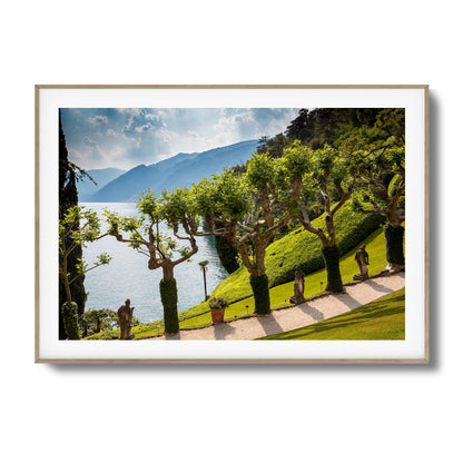 Coastal Garden View Over Lake Framed Art